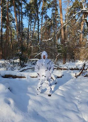 Военный дождевик костюм белый для зсу. костюм дождевик маскировочный для военных. зимний дождевик
