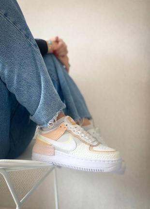 Женские кожаные кроссовки nike air force 1 shadow"grey/white/brown" #найк