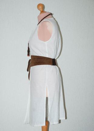 Блуза желетка длинная удлиненная туника без рукавов на пуговицах белая3 фото