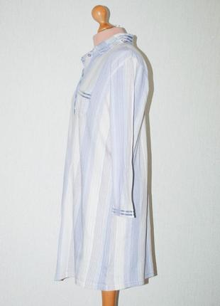 100%  хлопок спальная пижамная длинная рубашка с рукавом ночнушка  на пуговицах с длинным рукавом3 фото