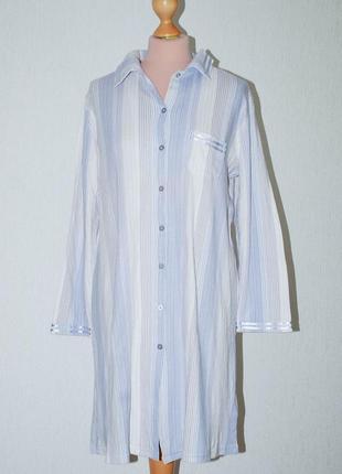 100%  хлопок спальная пижамная длинная рубашка с рукавом ночнушка  на пуговицах с длинным рукавом6 фото