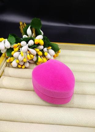 Ювелирная подарочная упаковка футляр коробочка для кольца сережек маленькое сердечко розов бархатное