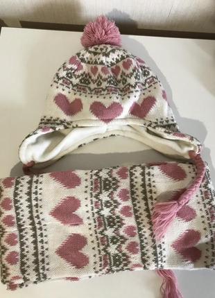 Тёплый комплект шапка шарф