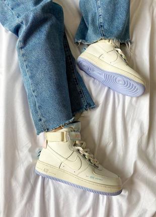 Женские высокие кожаные кроссовки nike air force 1 high utility "cream"#найк