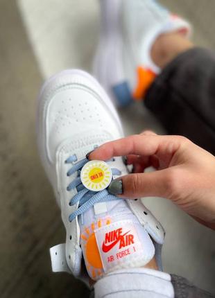 Женские кожаные кроссовки nike air force 1 shadow "white/orange"#найк4 фото