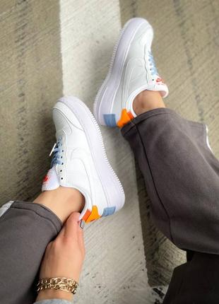 Женские кожаные кроссовки nike air force 1 shadow "white/orange"#найк8 фото