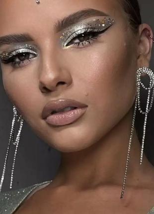 Вечірні сережки, сережки стрази, сережки довгі, сережки весільні