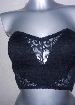 S/38 черный гипюровый нарядный браллет,корсет под пиждак, блузку6 фото