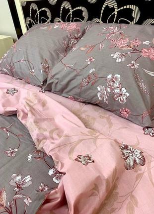 Комплект постельного белья бязь gold женева серый с цветами5 фото