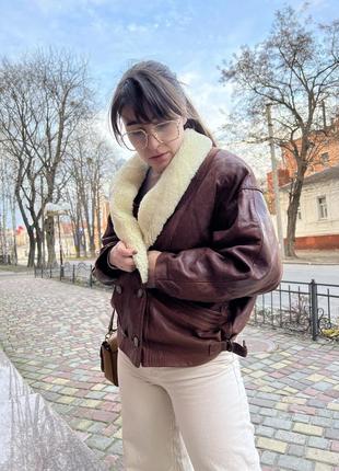 Вінтажна шкіряна курточка авіатор косуха бомбер