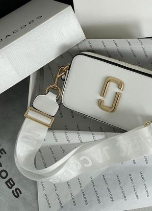 Женская белая сумка через плечо marc jacobs 🆕маленька сумка кросс боди7 фото
