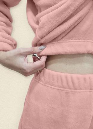 Пижама теплая женская из плюшевой ткани велсофт4 фото