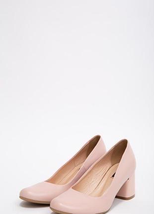 Шкіряні туфлі жіночі з круглим носком розмір 36 колір пудровий 148r001 37110