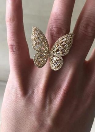 Кольцо колечко бабочка массивное в камнях большое в стиле  90х 2000х винтаж