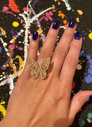Кольцо колечко бабочка массивное в камнях большое в стиле  90х 2000х винтаж2 фото