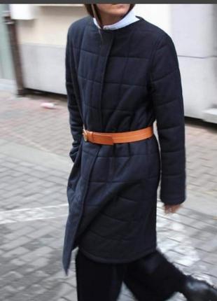 Темео-синє утеплене пальто куртка пуховик2 фото