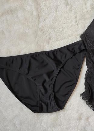 Черные купальные трусы плавки женские широкие бикини высокая талия батал большого размера2 фото
