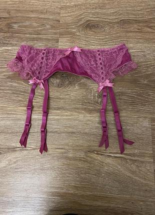Шикарний, ажурний, пояс, для чулок, розового кольору, від бренду: gorgeous debenhams 👌4 фото