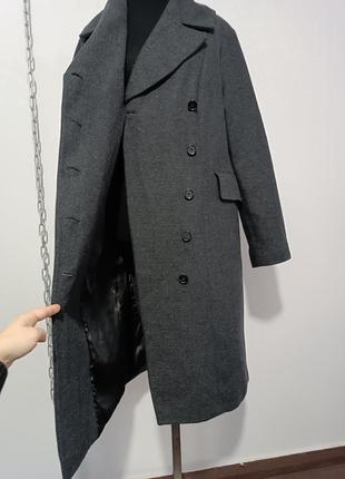 Пальто теплое тёмно-серый меланж в стиле милитари, hope, 42(l)6 фото