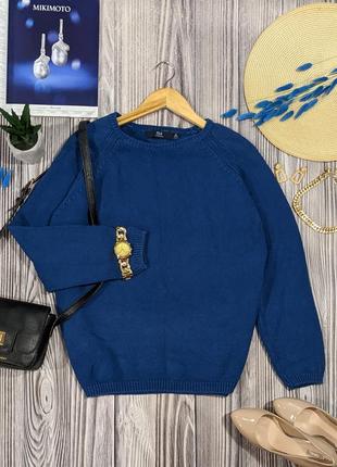 Синий коттоновый свитер isle #11081 фото