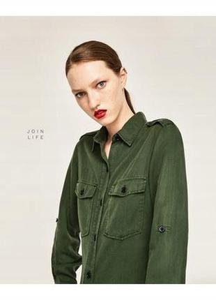 Зелена денім сорочка zara premium collection3 фото