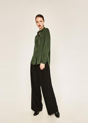 Зелена денім сорочка zara premium collection2 фото