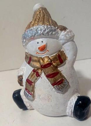 Новогодняя винтажная статуэтка из германии снеговик