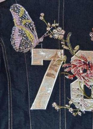 Джинсовая куртка пиджак philipp plein вышивка камни стразы2 фото