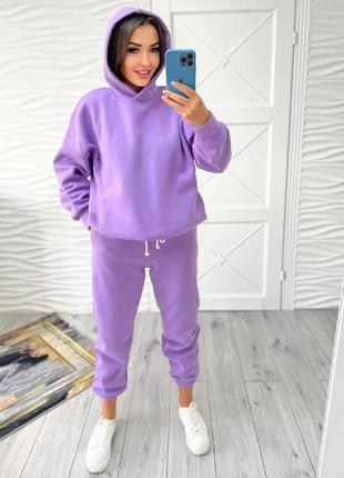 Спортивный костюм на флисе с капюшоном