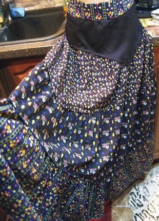 Цветная цыганская фланелевая юбка клеш в пол макси3 фото