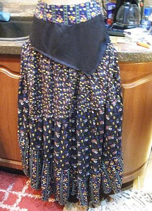 Цветная цыганская фланелевая юбка клеш в пол макси2 фото