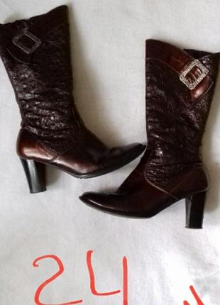 Зтмові кожані чоботи