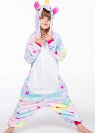 Пижама кигуруми детская единорог звездный 130 140