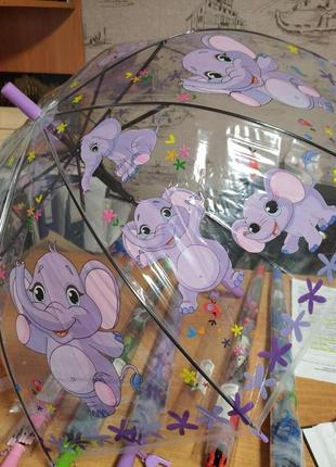 Зонт детский с животными, прозрачный, диаметр 97см, в пакете2 фото