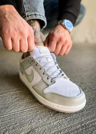 Женские кожаные кроссовки nike dunk low "grey fog"#найк