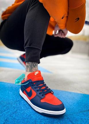 Мужские кожаные кроссовки nike dunk low cl "utility orange/meteor blue-sail"#найк6 фото