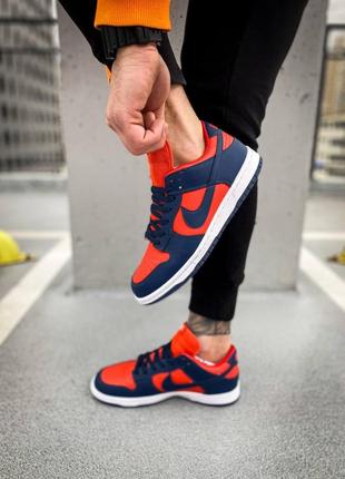 Мужские кожаные кроссовки nike dunk low cl "utility orange/meteor blue-sail"#найк7 фото