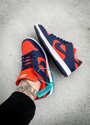 Мужские кожаные кроссовки nike dunk low cl "utility orange/meteor blue-sail"#найк9 фото