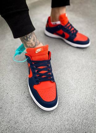 Мужские кожаные кроссовки nike dunk low cl "utility orange/meteor blue-sail"#найк5 фото