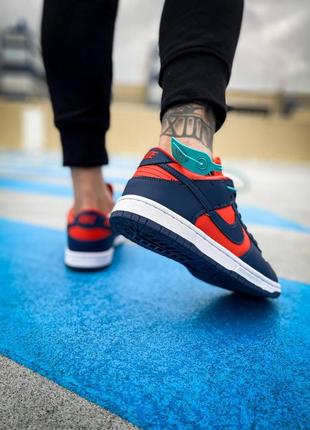 Мужские кожаные кроссовки nike dunk low cl "utility orange/meteor blue-sail"#найк8 фото