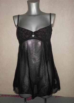 75в lindex,швеція! чорний пеньюар стрейчсетка новий