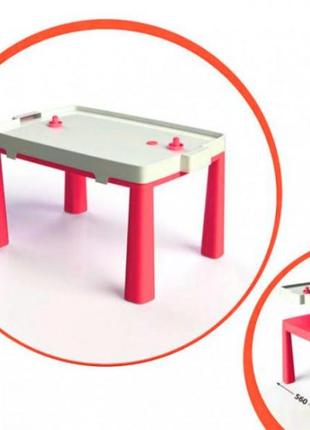 Большой детский стол + игра "хоккей", долони, стол с накладкой для игры, красный столик2 фото
