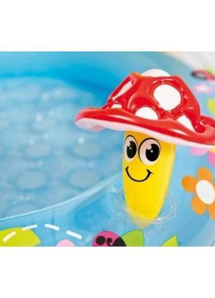 Дитячий надувний басейн з навісом грибочок, басейн круглий intex 102*89см3 фото