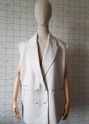 Новий з біркою блейзер zara, білий піджак без рукавів, стильний жакет жилет zara3 фото
