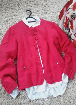 Красивый ярко розовый льняной пиджак/жакет, maddison,  p. 464 фото