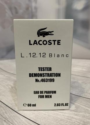 Тестер мужская туалетная вода eau de lacoste l.12.12 blanc / лакост о де л.12.12 бланк белые / 60 ml3 фото