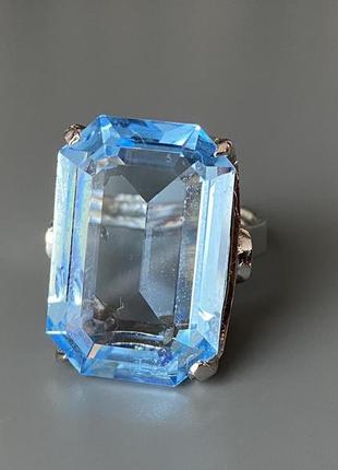 Кольцо от ювелирного дома cellini винтаж с голубым кристаллом топазом камешком камень5 фото