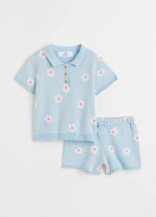 Комплект для девочки футболка и шорты, рост 134-140, цвет голубой2 фото