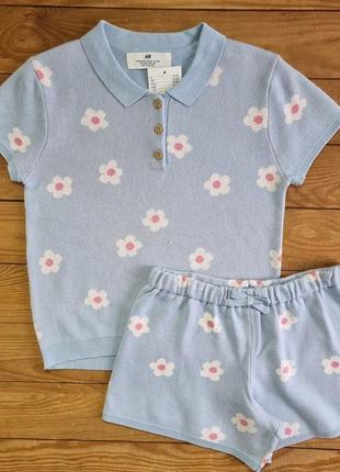 Комплект для девочки футболка и шорты, рост 134-140, цвет голубой4 фото