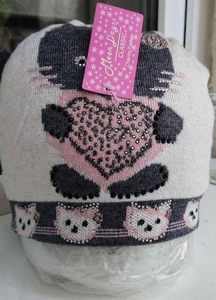 Нова м'яка подвійна дівчача шапочка з котиком